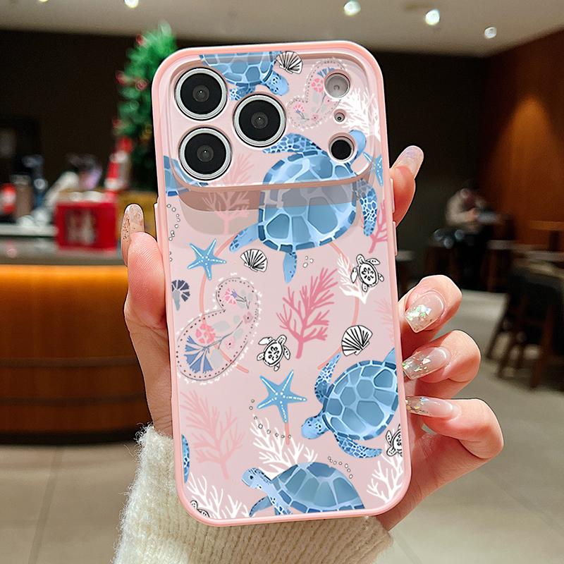Coral Turtle Pattern Magnetic Phone Case For iPhone 17 Pro Max 16 15 14 13 Pro Max For Magsafe Wireless Charge TPU PC Back Cover