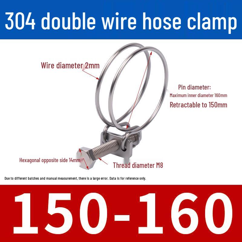 Doppeldraht-Schlauchschelle aus Edelstahl für Feuer-, Wasser-, Gasleitungen - Verdickt