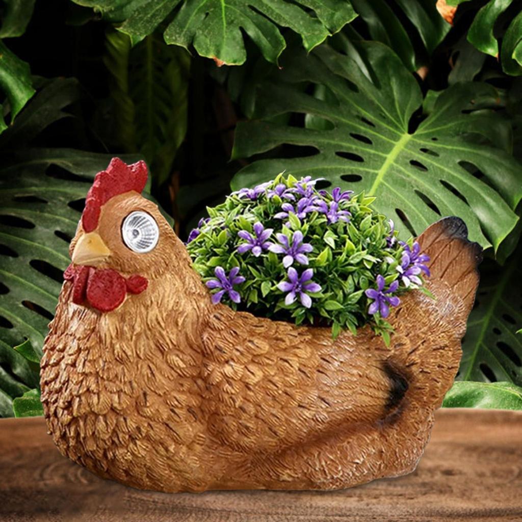 Chicken Flower Pot Multiuse Chicken Sculpture Home Ornament Patios Resin Plant Pot for Kitchen Indoor Backyard Office Desk