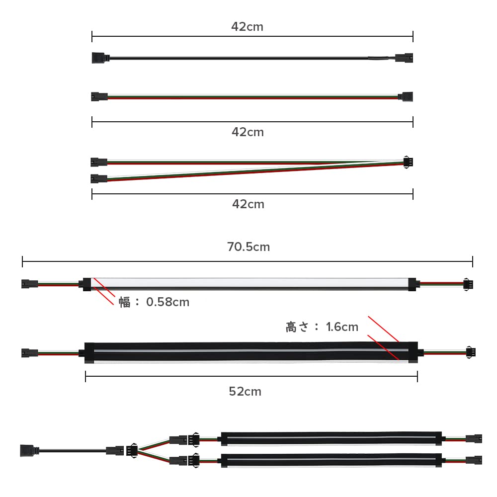 BTF-LIGHTING LED Neon RGB PC LED Strip Lights, Individually Addressable, 5V 3-Pin Splitter Cable Included, 2x50CM Light Strips for PC Computer Cases,