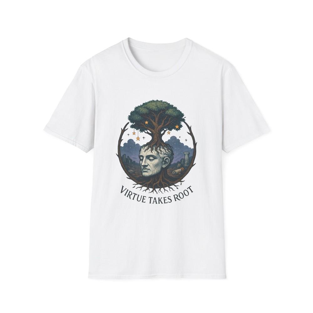 

Unisex Softstyle T Shirt Philosopher Marble Head Tree Stars Mythic Surreal XL