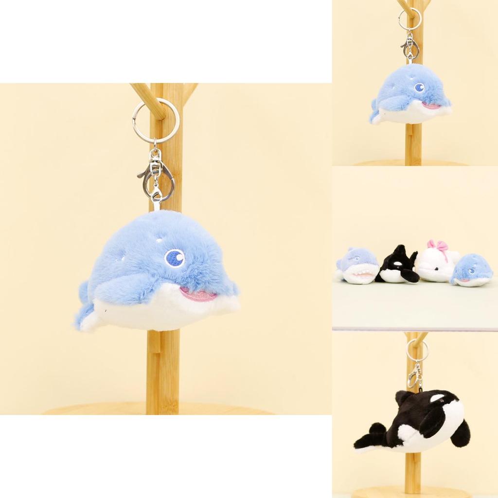 Adorable Marine Animal Plush Keychain 12cm Cute Shark Whale Dolphin Stuffed