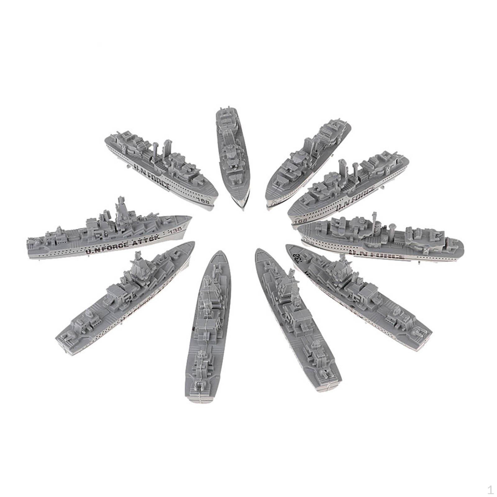 10pcs Multiple Warship Static Model Ship DIY Hobbies Collectibles Gray
