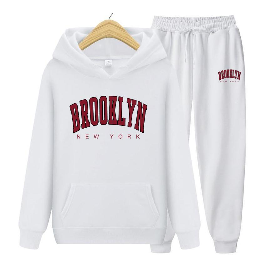 1898 New York Print Women Hoodie Set Kawaii Female Sweatshirt Harajuku Loose Long Sleeve Plus Size Clothes