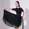Women Latin Dance Dress Training Suit Short Skirt Sexy Tassel Three-Layer Fringe Dance Costume Training Suit Short Skirt Black