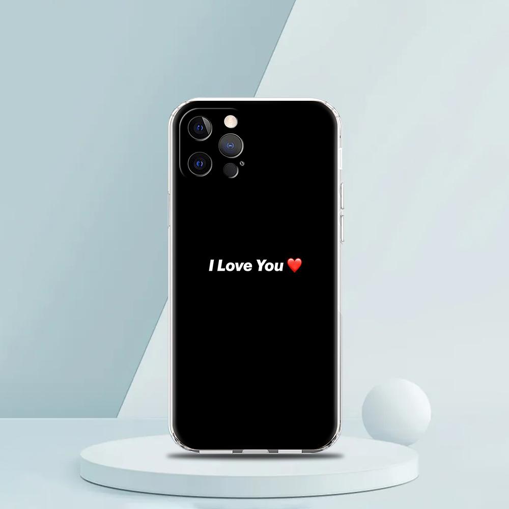 For iPhone 15 16 14 13 12 Mini 11 Pro Max XS X XR SE 7 8 Plus Silicone Clear Cover I Love You Pink Heart Luxury Phone Case