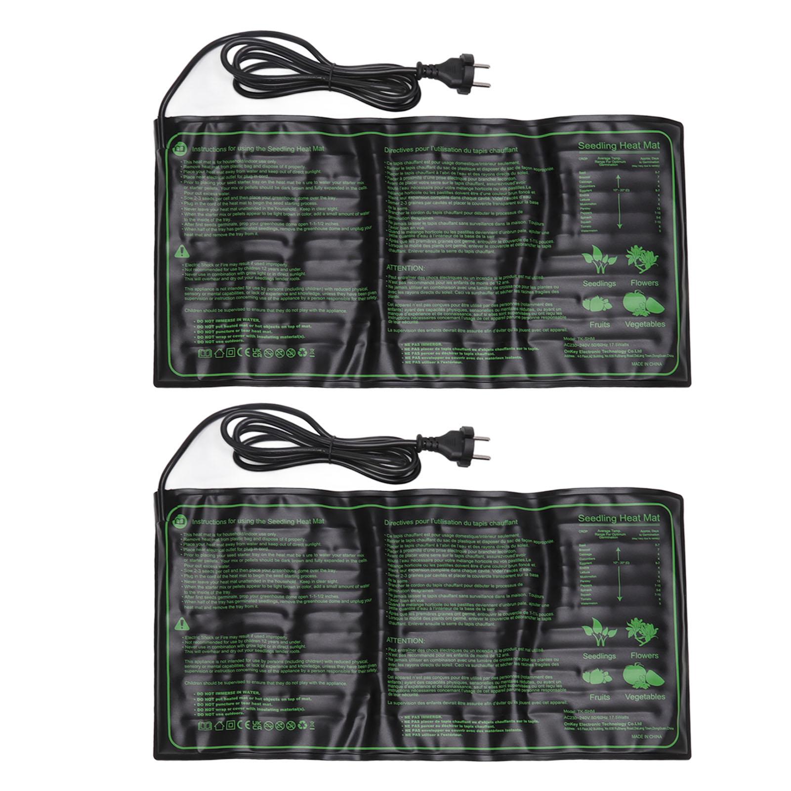 

2 шт. водонепроницаемый нагревательный коврик для рассады, прорастание семян растений, постоянная температура, вилка США