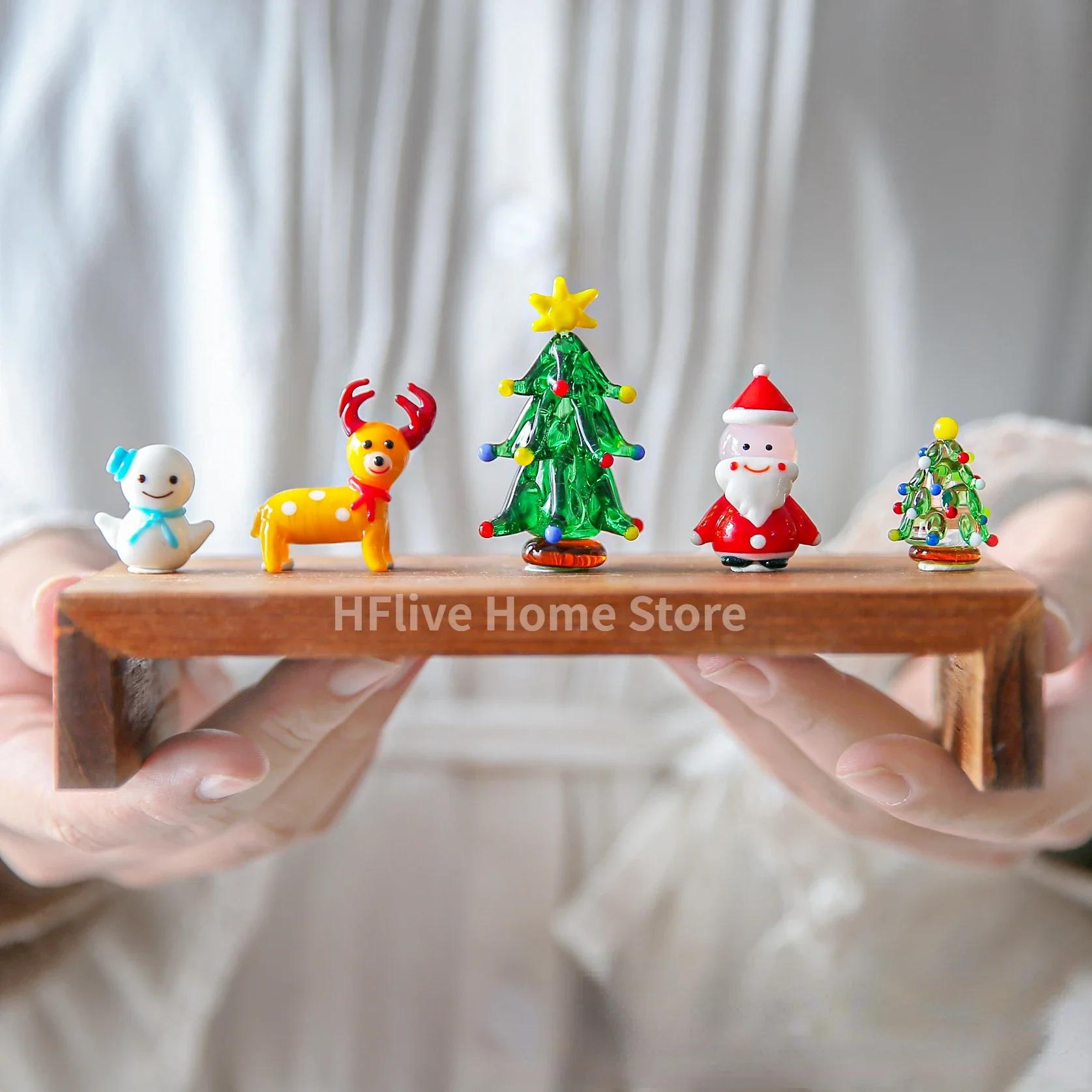 

Миниатюрный милый снеговик, модель лося, украшения, стеклянные фигурки, рождественские подарки, украшения для автомобиля ручной работы, праздничные украшения