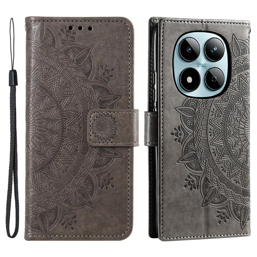 For Xiaomi Redmi Note 15 Pro 4G (Global) Stand Case Imprinted Totem PU Leather Wallet Phone Cover with Wrist Strap