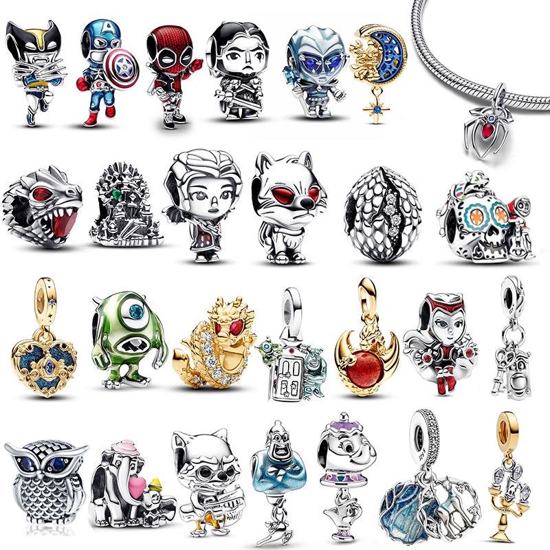 925 Silver Disney Charms Dragon series Beads Pendants Fit For Necklace Original Bracelet DIY Festival Women's Party Gifts