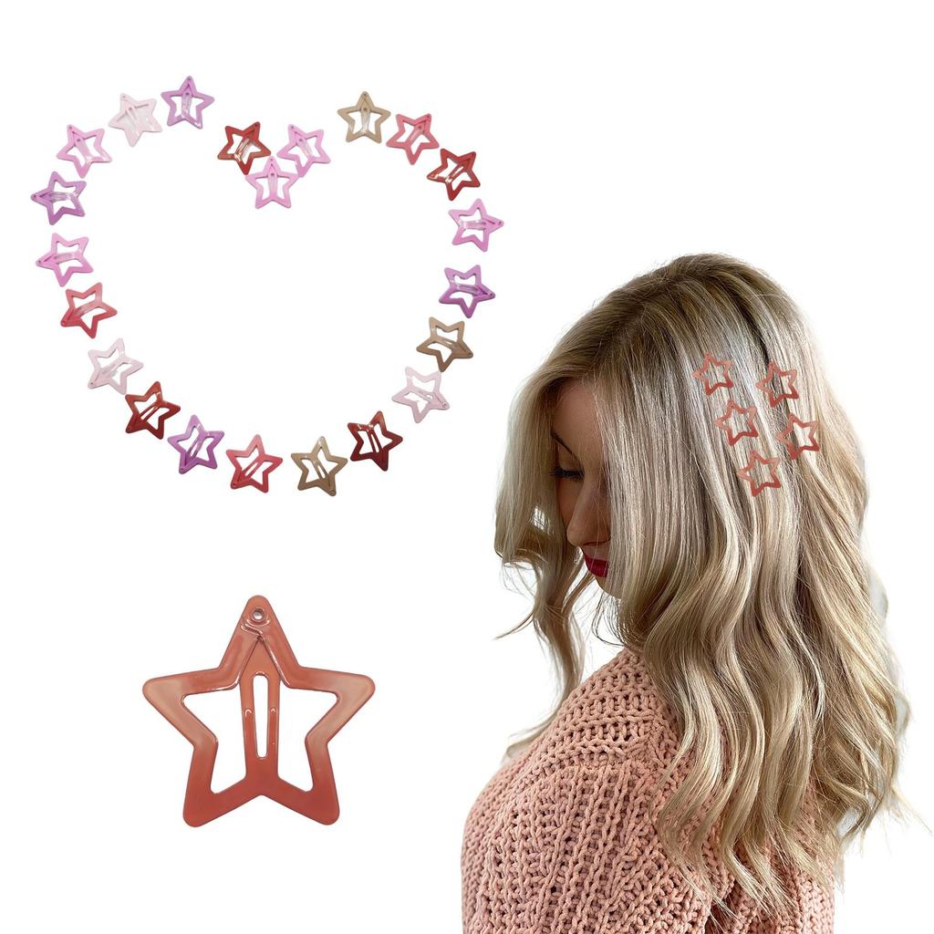 30 Stück Goldene Stern Haarspangen 1,2 Zoll Vintage Y2K Metall Druckspangen für Frauen Mädchen Hohl Punk Haaraccessoires