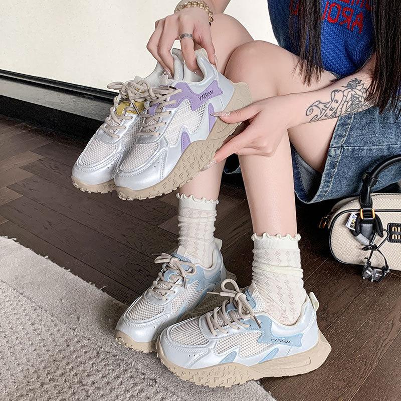 Fashion, casual, comfortable and lightweight sports Forrest Gump shoes for women's 2025 summer new mesh breathable and lightweight Dexun dad shoes