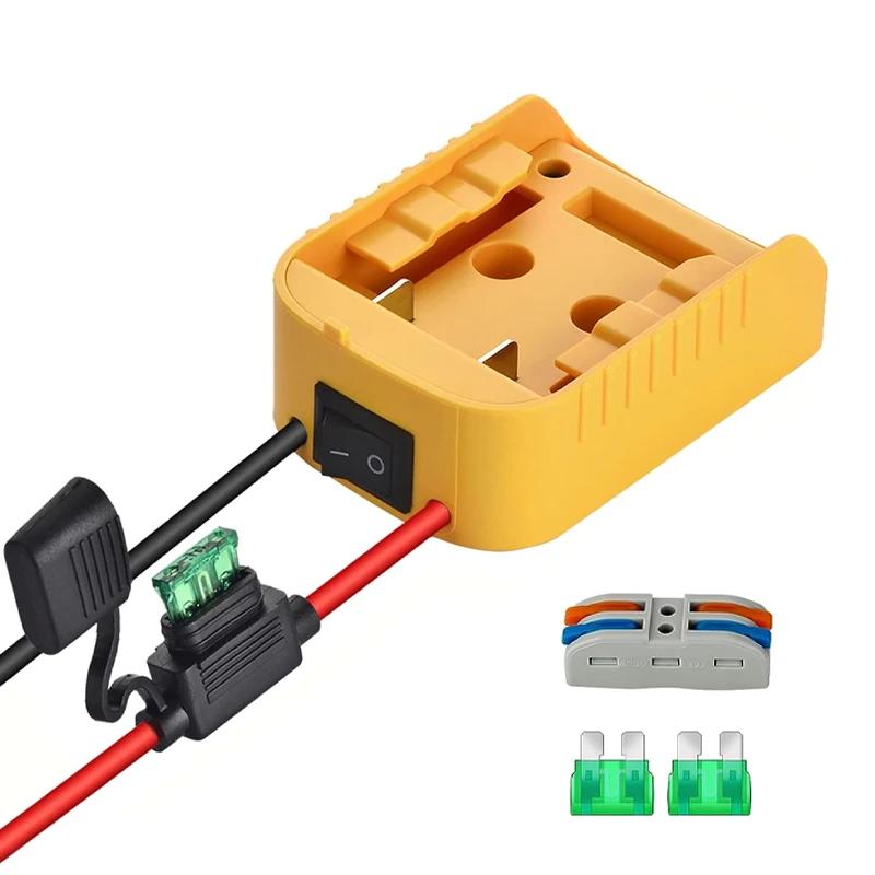 Power Wheels Adapter for Dewalt 18V/20V Lithium Battery DIY Battery Adapter with ON/OFF Switch & 30Amp Fuse for DIY Rc Car Toys