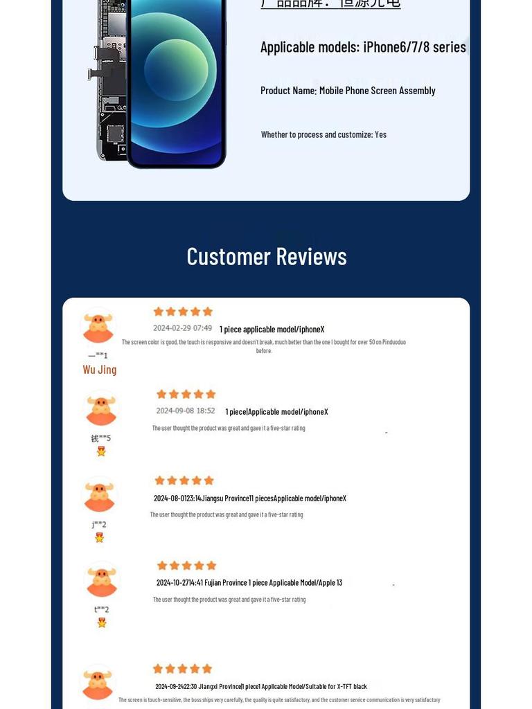 Compatible LCD Touch Display for Apple iPhone 6/7/8 and 6/8 Plus