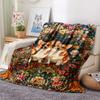 1Pc Floral Dog Print Flannel Blanket, High quality Comfortable for All Seasons, Home Decor, Warmth and Comfort, Perfect for Christmas Gifts