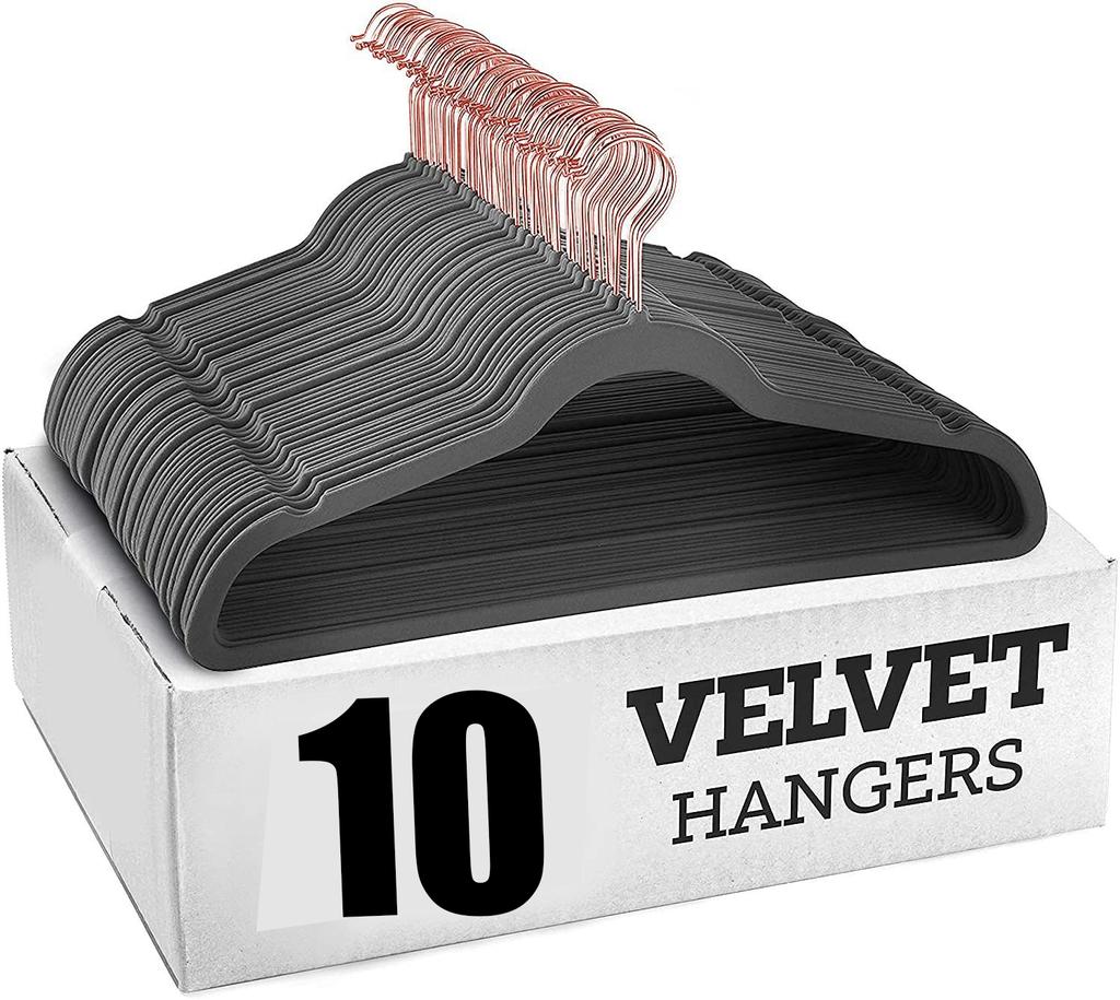 10PCS Velvet Non-Slip Clothes Hangers,45CM Space Saving Ultra Slim Hanger for Coat Pants Dress,Wardrobe Storage Adult Magic Rack