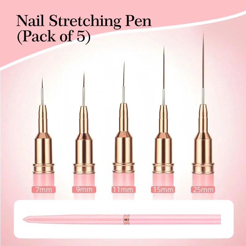 5PCS Nail Art Liner Brush Set For UV Gel French Stripe Line Painting Drawing Flower Pen Professional Manicure Brushes Tool