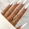 Iron Ring with Rhinestones Stackable Ring Set, Simple Thin Ring with Bow, Geometric Versatile Ring Stackable Set
