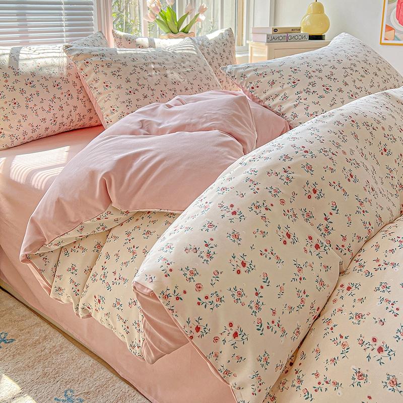 HOMZY Washed Cotton Double Yarn Single Quilt Cover Simple Wind Ins Wind Small Floral Korean Version Duvet Skin Friendly Bedding