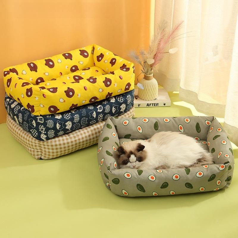 1pc Thick and Soft Pet Mat Semi Wrapped Small Dog Bed with High Rebound and No Collapse Cat Bed Large Space Increases Four Season Universal Pet Bed