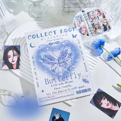 Y2K American Retro Pink Black Butterfly Idol Card Album Aesthetic Laser Cover Girl Kpop Photocard Collect Book 3-inch