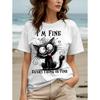 Fashion Women Retro Creative Cat Pattern Print T Shirt Funny Casual O-neck Short Sleeves T-shirt Summer Female Tee Shirt