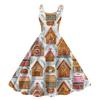 Women's Fashion Casual Christmas Print Sexy Off-the-shoulder Punk Retro Dress