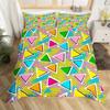 Psychedelische 3D Geometrische Bettbezug Mikrofaser Bunt Pop Art Queen Size Retro 80er Jahre Bettwäsche Set