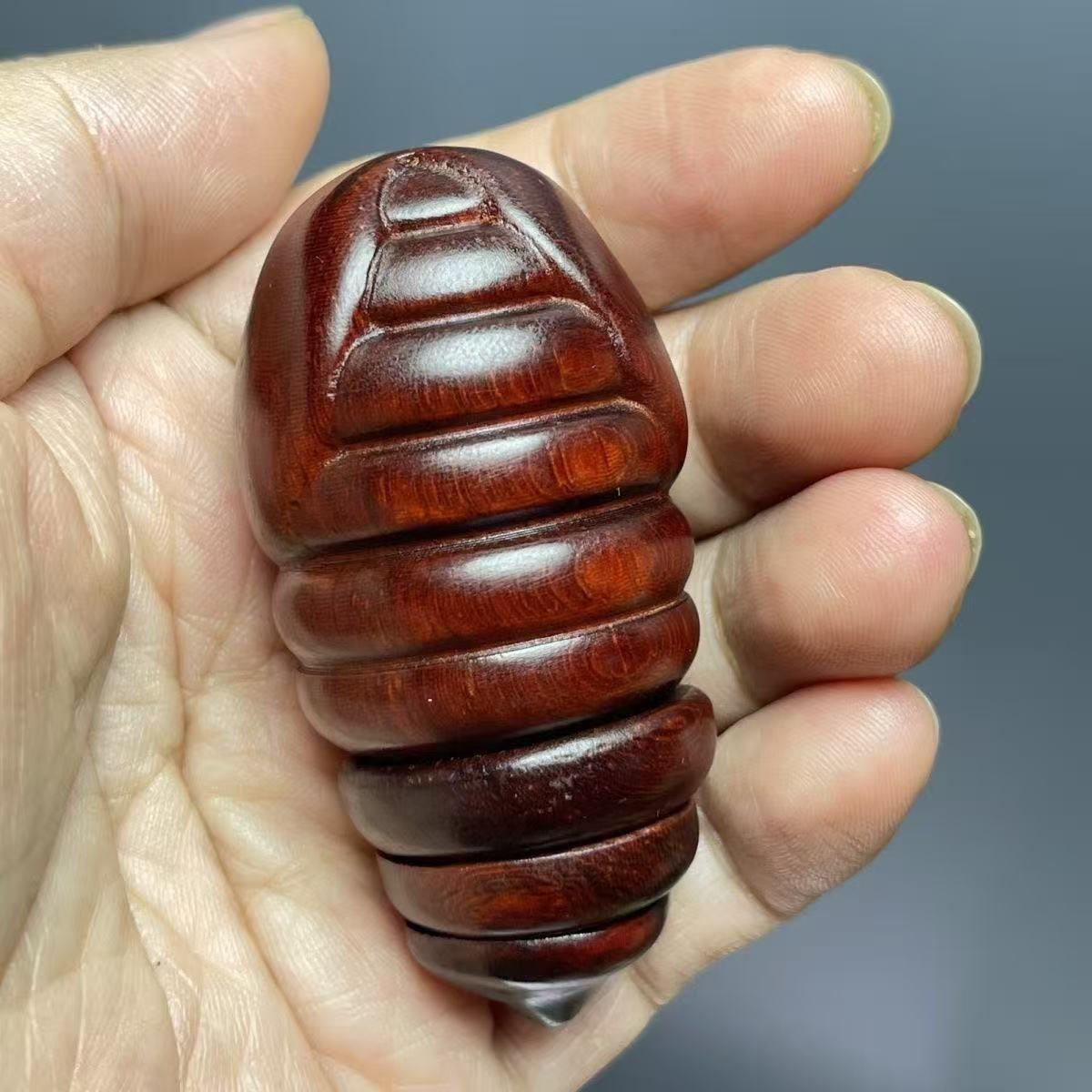 Golden Sandalwood Carved Men s Rotating Massage Craft Ornament