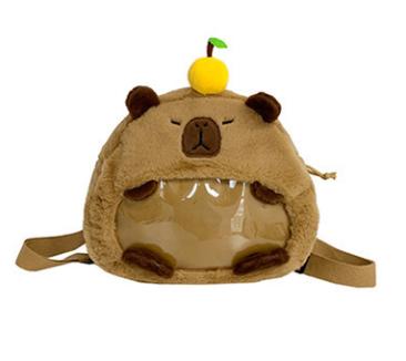 Zaino in peluche Kawaii Capybara per donna, versatile, divertente cartone animato, borsa a tracolla Capibala, borsa tote di grande capacità