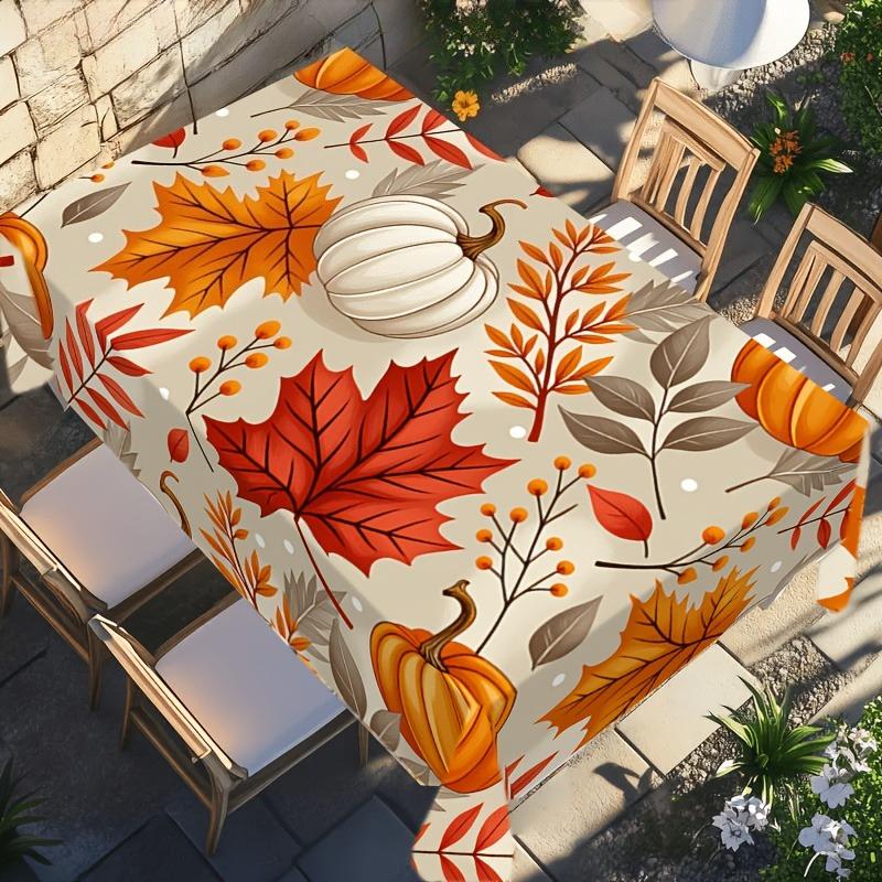 Autumn Harvest Rectangle Tablecloth for Table Decor Kitchen Dining Waterproof Reusable Table Cloth for Tables Indoor Outdoor