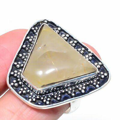 

Золотистый рутил драгоценный камень 925 стерлинговое серебро подарок ювелирное изделие кольцо размер 8.5