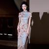 Vintage-Inspired Chinese Qipao Dress Women Short Sleeve Slim Fit Long Cheongsam In Acetate-Like Fabric 2025