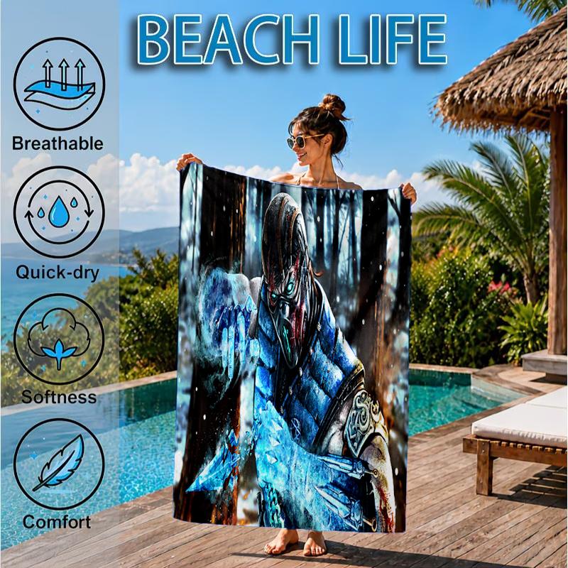 Powerful Warrior Kombat Beach Towel, Microfiber Beach Towel, Perfect For Pool, Beach, Travel, Home Decor Beach Party Fan gifts