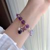 Fashion Purple Crystals Beaded Bracelets for Women Round Beads Purple  Four-leaf Clover Drop Bracelet Lucky Stretch Hand Chain Jewelry for Wedding
