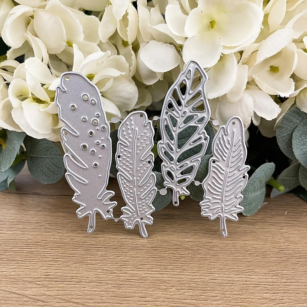 4 ცალი Feathers Metal Cutting Dies Stencils for DIY Scrapbooking დეკორატიული ჭედური წვრილმანი ქაღალდის ბარათებისთვის