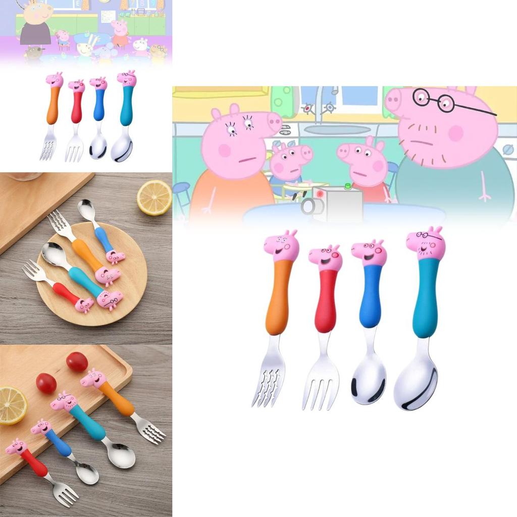 Peppa Pig Children's Cutlery Set Adorable Short Handle Forks And Spoons In Gift Box