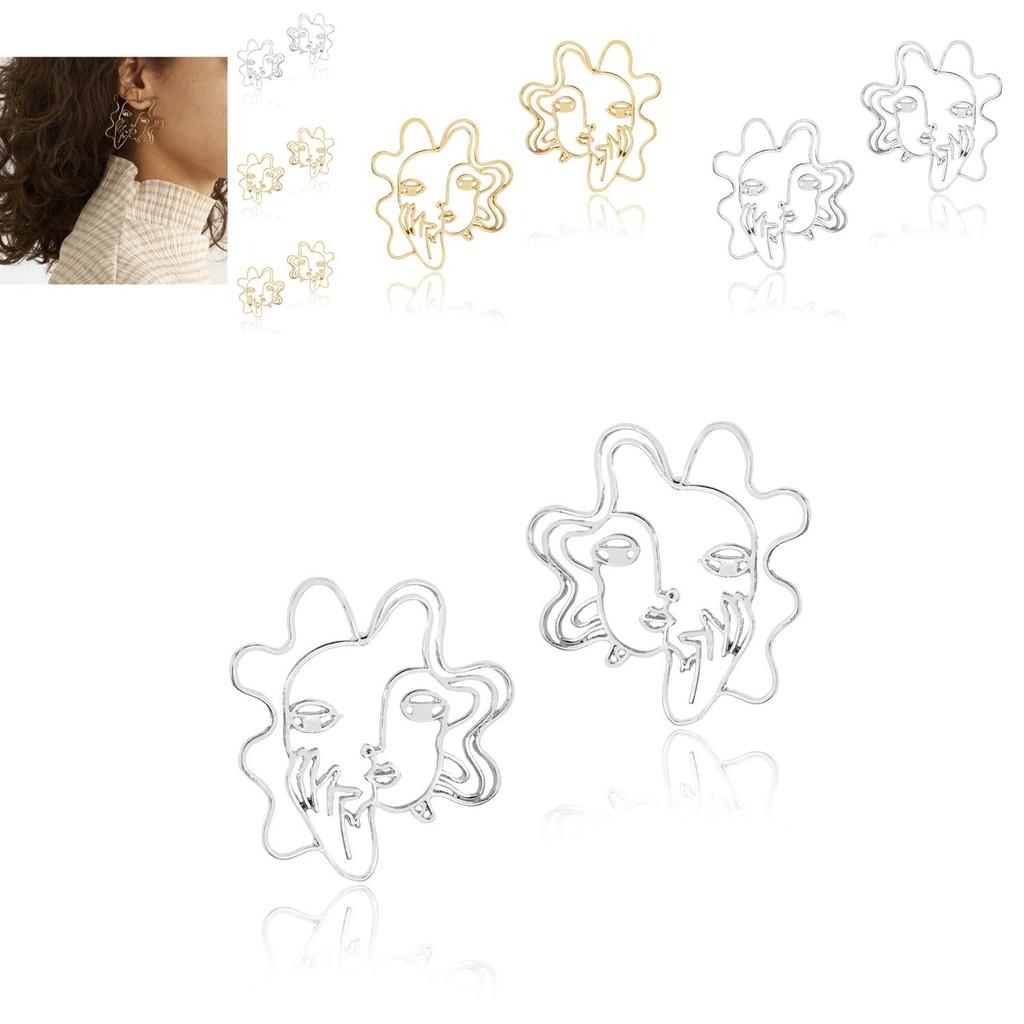 Contemporary Alloy Face Earrings Fashionable Minimalist Design For Women