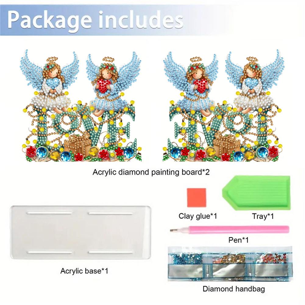 Double Sided Christmas Diamond Painting Napkin Holder DIY 5D Acrylic Diamond Painting Tabletop Paper Towel Holder Desk Ornaments