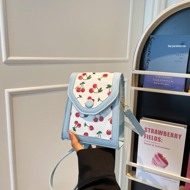 

2025 Trendy Fresh Sweet Mori Style Women s Crossbody Phone Bag with Ins Print 14*6*17 cm синий/вишня