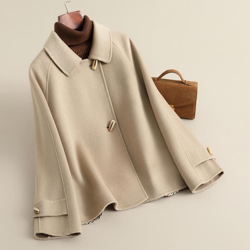 Double-sided woolen coat women's short loose high-end fashion autumn new woolen coat small woman
