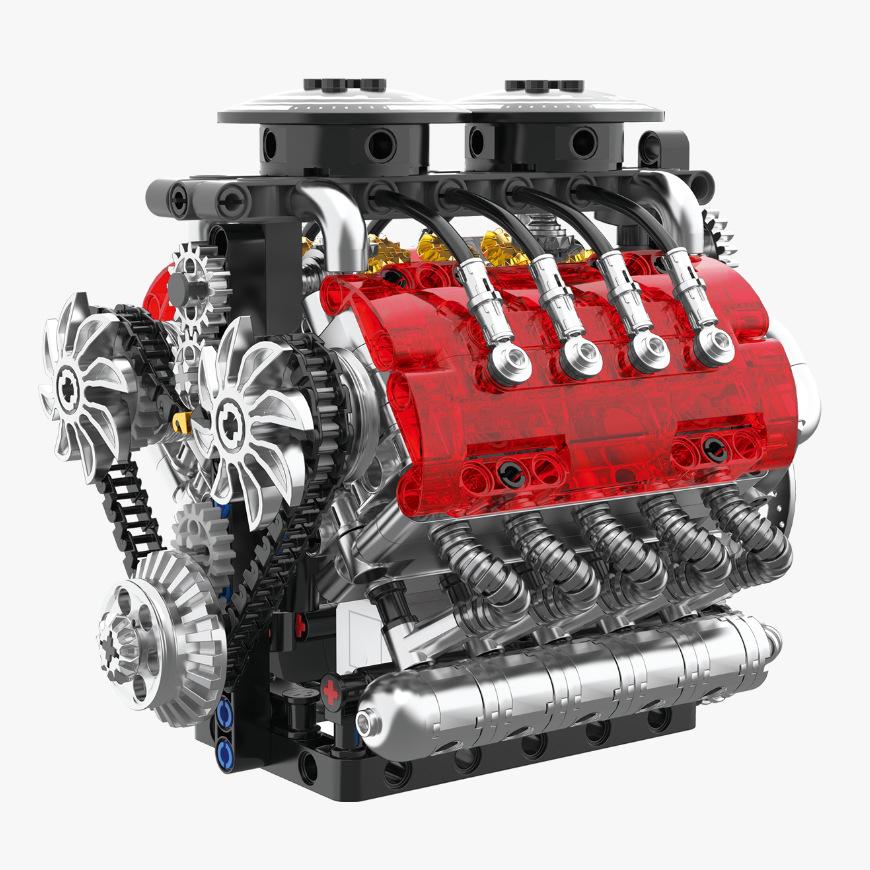 Kuangjie V8 Twin-Turbo Engine Model: High-Difficulty Mechanical Assembly Toy for Boys