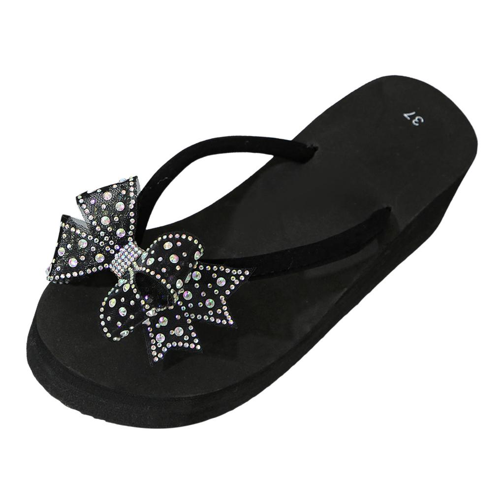 Dressy Womens Sandals Women Sandals Fashionable Bow Decoration Cute Pattern Flip Flop Wedge Summer Casual Chaussure Femme