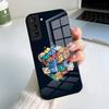 Cool Funny Rubiks Cube Phone Case For Samsung S26 S25 S24 FE S23 S22 S21 Plus S20 Ultra Note20Ultra Black Glass Cover