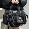 Exclusive Women's Patchwork Bear Handbag with Multiple Pockets and Doll Shoulder/Crossbody Strap