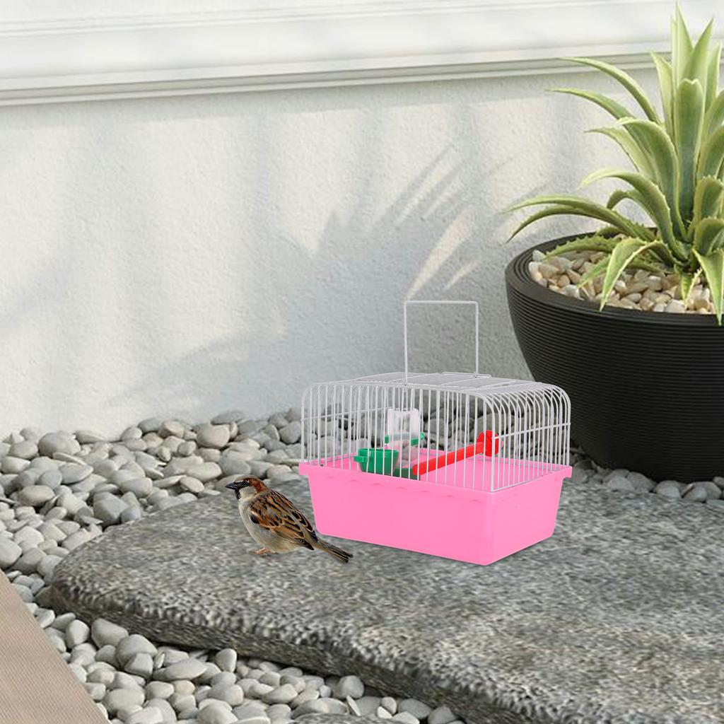 Portable Small Bird Cage ABS Iron Spacious Travel Carrier Perch Food Box Water Dispenser Parrot Carrying Cage Bird Carrier