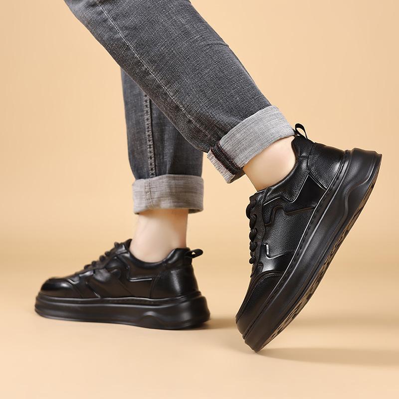 Trendy brand autumn new board shoes men's leather platform leisure sports white shoes men's shoes men's advanced sense ruffian handsome
