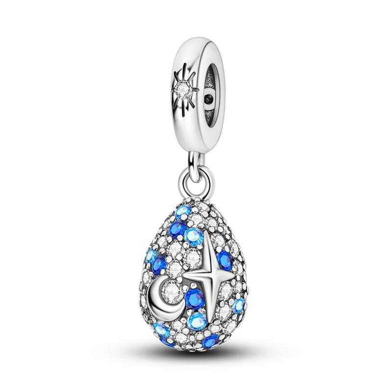 Original 925 Silver Easter Charms Angel Zircon Cross Beads Pendants Fit Original Bracelets For Women DIY Jewelry Gift