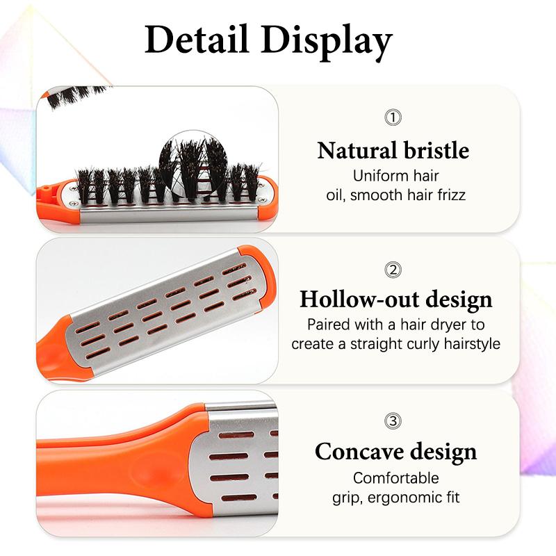 Pro Hairdressing Straightener Hair Brush Boar Hair Straightening Double Brushes V Shape Comb Clamp Not Hurt Styling Tools Diy