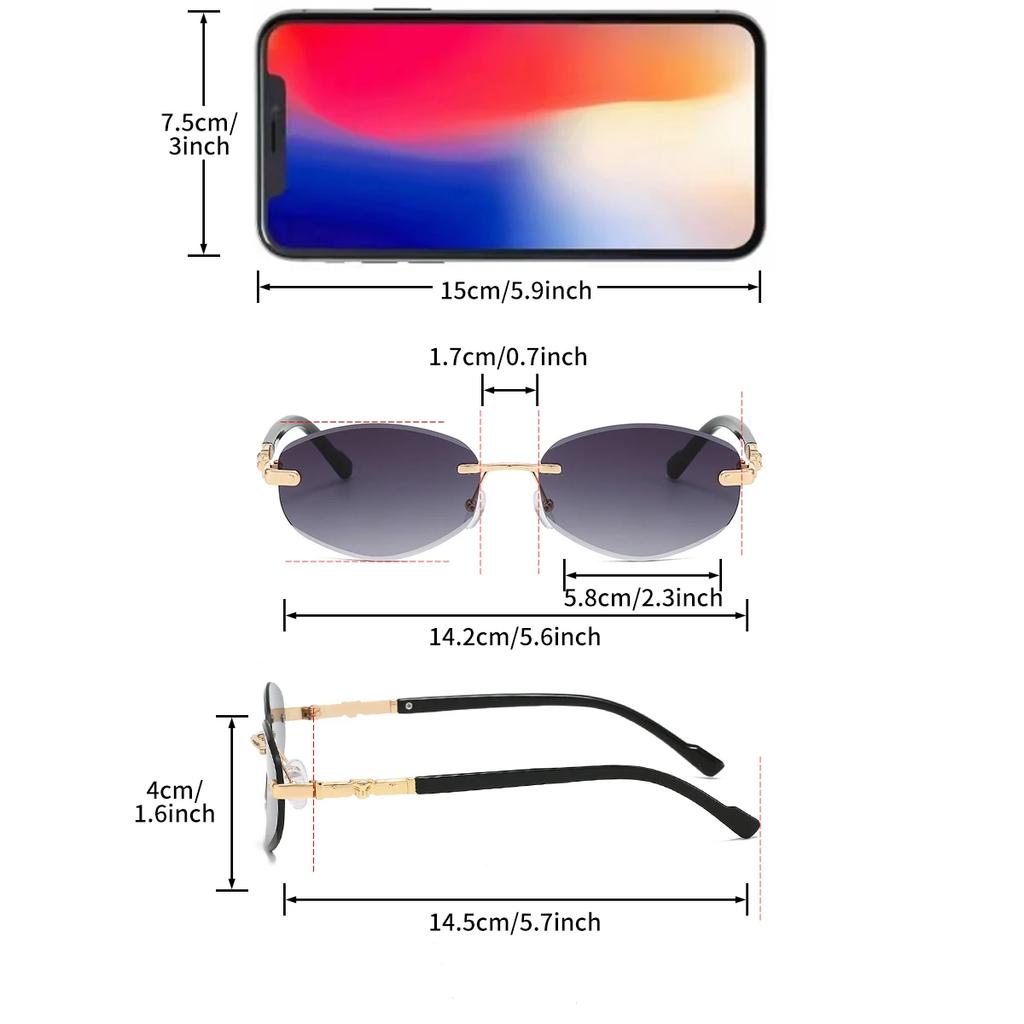 Fashion Rimless Polygon Metal Shades Women Original Brand Design Driving Sunglasses New Trendy Gradient Beach Sun Glasses